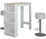 Bartisch-Set Vicco Repose Wei&szlig;/Sonoma 45 x 110 cm mit 2 Barhockern, Model 55730 -