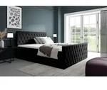Boxspringbett Schlafzimmerbett ASHER 160x220cm in Stoff Fresh Schwarz - Schwarz
