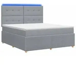 vidaXL LED Boxspringbett mit Matratze Hellgrau 160 x 200 cm Stoff - Hellgrau