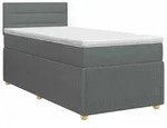 vidaXL Boxspringbett mit Matratze Dunkelgrau 90 x 190 cm Stoff - Dunkelgrau