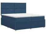 vidaXL Boxspringbett mit Matratze mit Kopfteil Blau 200 x 200 cm Stoff - Blau