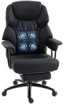 HOMCOM 3D Knet-Massage-Stuhl, Fu&szlig;st&uuml;tze, hohe R&uuml;ckenlehne, Schwarz - Schwarz