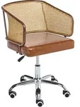 BELIANI Schreibtischstuhl Braun Kunstleder Polyrattan Wiener Geflecht...