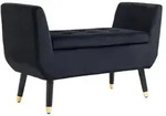 HOMCOM Luxus Sitzbank Polsterbank mit Stauraum Armlehnen Polyester Holz Schwarz -