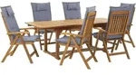 BELIANI Gartenm&ouml;bel Set Hellbraun Akazienholz 6-Sitzer Auflagen Blau...