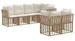 vidaXL Outdoor-Sofagarnitur 7 stk. Natur Polyester - Braun