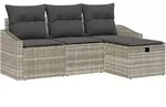 vidaXL Sofa Set 4 stk. Hellgrau Poly-Rattan - Hellgrau