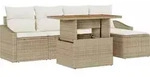 vidaXL Garten-Sofa-Set 6 stk. Beige Poly Rattan - Beige