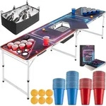 tectake&reg; Aluminium Bierpongtisch BeerWars II mit Eisfach, Becherl&ouml;chern,