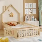 STILVORA Hausbett 90x200 cm Kinderbett mit Schornsteinform und...