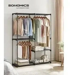SONGMICS Kleiderschrank offen, Kleiderst&auml;nder Garderobe 3 H&auml;ngef&auml;cher - Schwarz