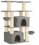 vidaXL Katzennbaum mit Sisal-Kratzs&auml;ulen Hellgrau 147 cm 2 stk. - Hellgrau