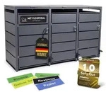 M&uuml;lltonnenbox 3er mit Pedal, 120L bis 240L, f&uuml;r drei Tonnen, Metallverkleidung aus