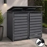 2er-M&uuml;lltonnenverkleidung MCW-Q75, M&uuml;lltonnenbox M&uuml;lltonnenhaus, Deckel Fu&szlig;pedal