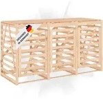 DELUKE&reg; 3er M&uuml;lltonnenbox Kiefernholz BOUMI | 240x91,5x128,5cm Natur 