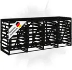 DELUKE&reg; 4er M&uuml;lltonnenbox Kiefernholz BOUMI | 318x91,5x128,5cm Schwarz 