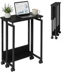 Relaxdays Schreibtisch klappbar, mit 6 Rollen, Computertisch, platzsparend, HBT: