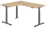 b&uuml;m&ouml; Eckschreibtisch elektrisch h&ouml;henverstellbar L-Form - Gestell: Graphit,