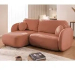 Candy - Modernes Ecksofa L-Form mit Schlaffunktion und Stauraum aus Terrakotta