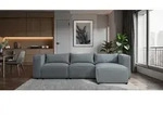 Ecksofa Designersofa NEVIO in Stoff Lincoln Graublau Ottomane Rechts - Grau