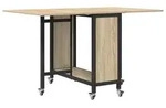 vidaXL Faltbarer Esstisch mit Rollen 130 x 80 x 76,5 cm Stahl PB - Braun