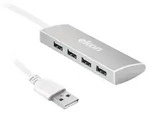 EKON USB 2.0 4-in-1-Hub mit mehreren Anschl&uuml;ssen aus Metall - Silber