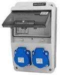 Baustromverteiler XS 2x230V 16A kompakt Stromverteiler IP44 Steckdosen...