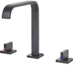 BELIANI Waschbeckenarmatur 3-Loch-Armatur Wasserhahn gerade Form Edelstahl...