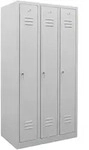 STIER Garderobenspind, 3 Abteile, 1800x870x500mm, lichtgrau, 1 Regalboden, 1