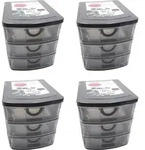 4er Set Schubladenbox Kunststoff 19 x 14,5 x 16 cm 3 Schubladen Organizer...