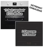 PKM Herdset Einbaubackofen Umluft LED Display 8 Funktionen + Induktionskochfeld