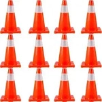 VEVOR 12er-Pack 45,7 cm Verkehrskegel, Sicherheits-Stra&szlig;enparkkegel mit PVC-Basis,
