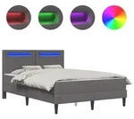 vidaXL Bettrahmen mit LED-Lichtleisten Grau 120 x 200 cm Kunstleder - Grau