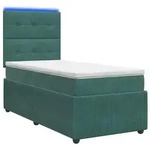 vidaXL LED Boxspringbett mit Matratze Dunkelgr&uuml;n 90 x 200 cm Samt - Gr&uuml;n