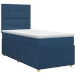 vidaXL Boxspringbett mit Matratze mit Kopfteil Blau 100 x 200 cm Stoff - Blau
