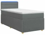 vidaXL Boxspringbett mit Matratze Dunkelgrau 80 x 200 cm Stoff - Dunkelgrau