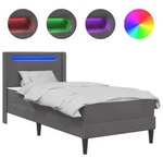 vidaXL Bettgestell mit Matratze Grau 90 x 190 cm Kunstleder - Grau
