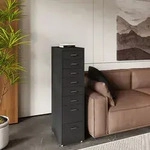 Rollcontainer 'K&ouml;kar' mit 8 Schubladen Stahl 109 x 28 x 41 cm Schwarz - Schwarz