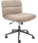 BELIANI Schreibtischstuhl Beige Boucl&eacute; Gepolstert Gesteppt Teddy Optik Drehbar