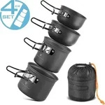STAHLWERK Camping Kochtopf-Set 4-teilig aus Aluminium Outdoor Kochgeschirr Set