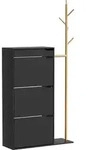 Schuhschrank Vicco Ivo Schwarz 90 x 181.5 cm mit 3 F&auml;chern, 1 Schublade, Model 54254