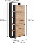 Schuhkipper Vicco Orlando Goldkraft Eiche/Anthrazit 80 x 166.1 cm mit 4 F&auml;chern,