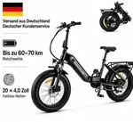 F213 20 Zoll Klapp-E-Bike Fatbike, 36V 14,5Ah Akku, Shimano 7-Gang, LCD-Display,