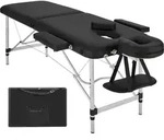 tectake 2 Zonen Massageliege mit Aluminiumgestell - H&ouml;henverstellbar - Schwarz -