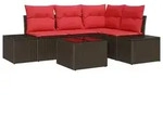 vidaXL Gartensofa-set mit Speicher Braun und Rot Poly-Rattan - Braun