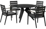 BELIANI Gartenm&ouml;bel Set 5-teilig Schwarz Aluminium Tisch ⌀ 110 cm Rund