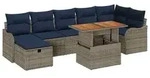 vidaXL Gartensofa-set 8 stk. Grau Poly-Rattan - Grau
