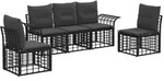 vidaXL Outdoor-Sofagarnitur 5 stk. Schwarz und Dunkelgrau Polyester - Schwarz