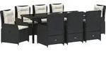 vidaXL Garten Essgruppe 9 stk. Schwarz Poly-Rattan - Schwarz