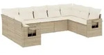vidaXL 9-tlg. Garten-Sofagarnitur mit Kissen Beige Poly Rattan - Beige
